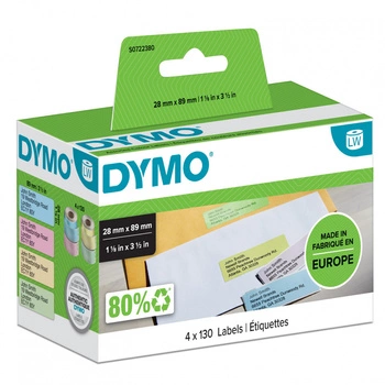 Oryginalne etykiety DYMO LW 99011 S0722380 28mm x 89mm 4 kolory/czarny nadruk